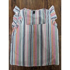 Emery Rose multi stripe Ruffle Top Small Whimsy Cottagecore Fairycore Fairy Prep